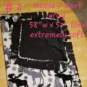 Fleece blanket handmade moose and trees